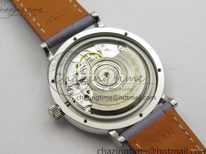 MIROTIME 0510 Attractive Portofino 37mm SS V7F 1:1 Best Edition Gray Dial Diamonds Bezel on Gray Leather Strap A 7091
